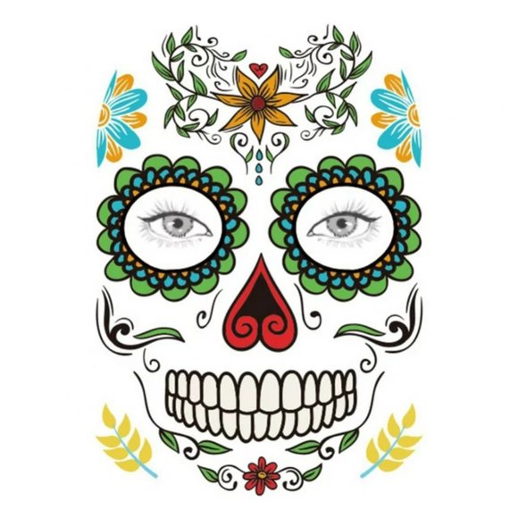 4 Sheets Día de los Muertos (Day of the Dead) Temporary Face Tattoos | NWT - Picture 6 of 10